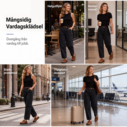 Kvinnors lediga jeans med raka ben