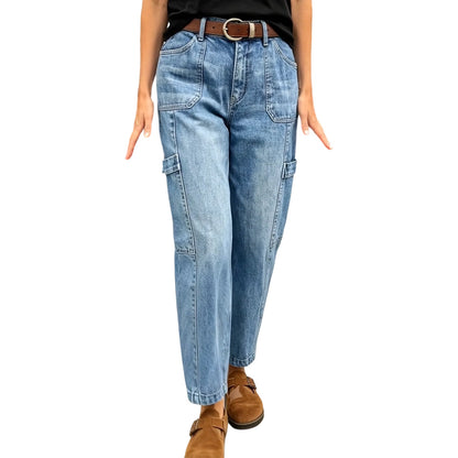 Kvinnors lediga jeans med raka ben