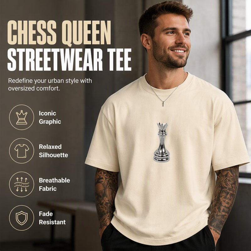 👕Nyheter – T-shirt för män med schackdrottning-motiv – Andningsbart tyg och avslappnad passform för vardaglig komfort