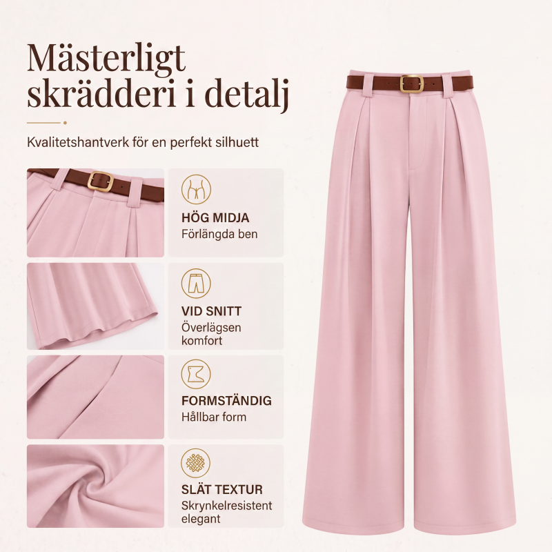 Eleganta vida kostymbyxor med hög midja för kvinnor