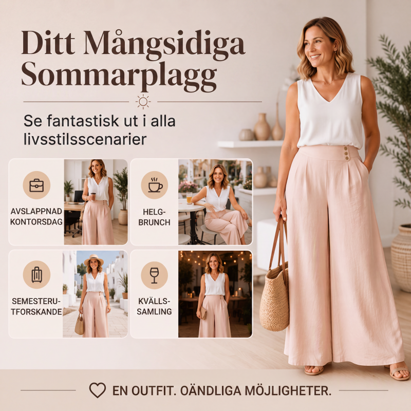 Damens lösa, luftiga vida byxor