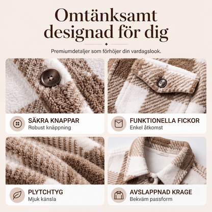 Mysig rutig knäppt jacka för kvinnor