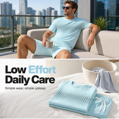 2-delat set med T-shirt och shorts för män i fritidsstil