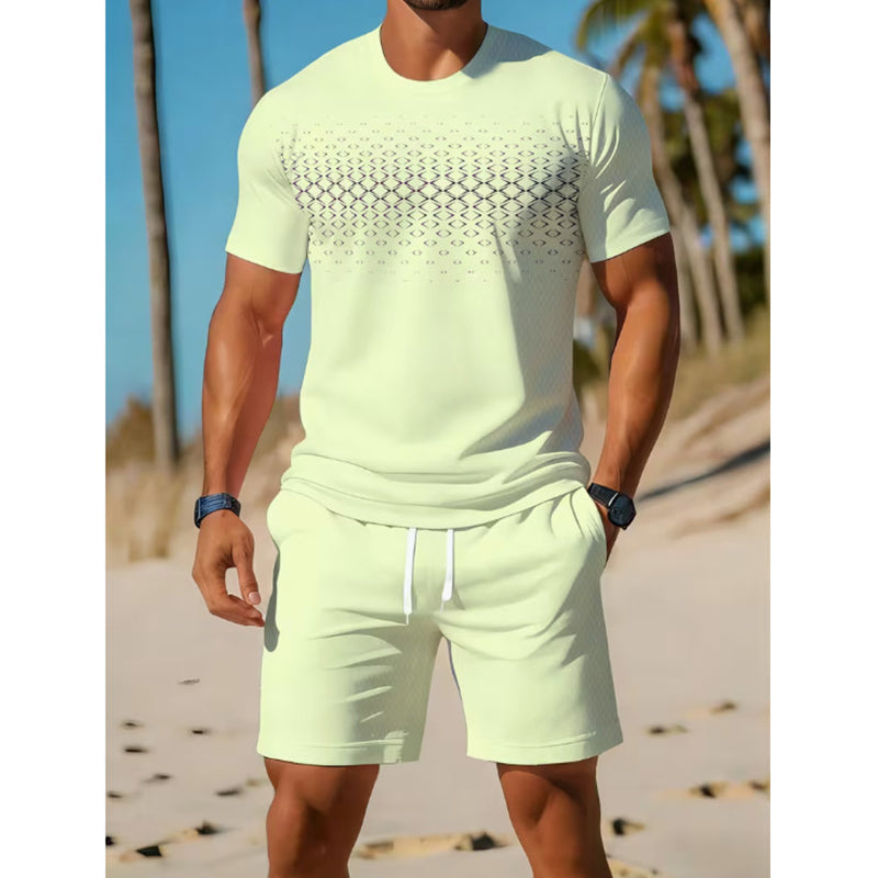 2-delat set med T-shirt och shorts för män i fritidsstil