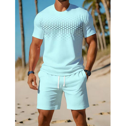 2-delat set med T-shirt och shorts för män i fritidsstil