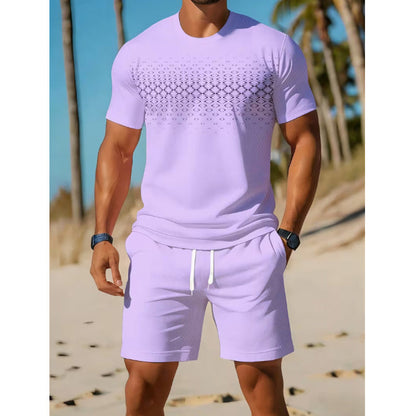 2-delat set med T-shirt och shorts för män i fritidsstil