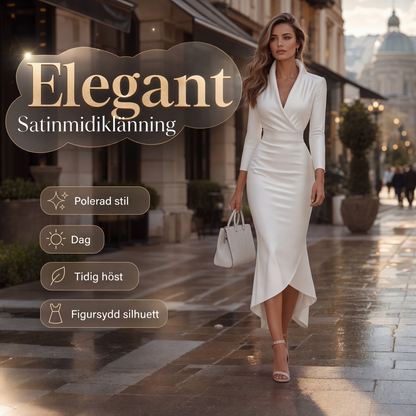 Damens eleganta midiklänning i satin