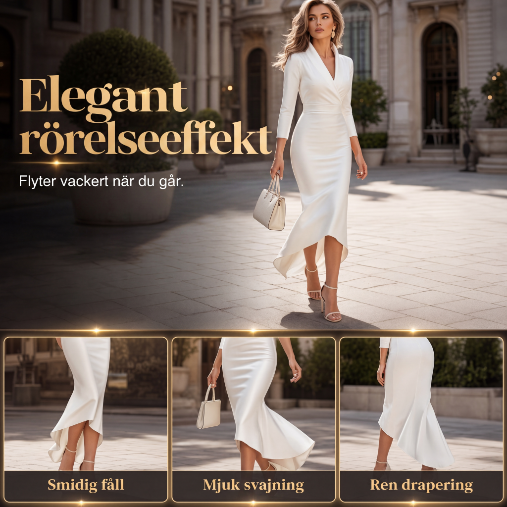 Damens eleganta midiklänning i satin