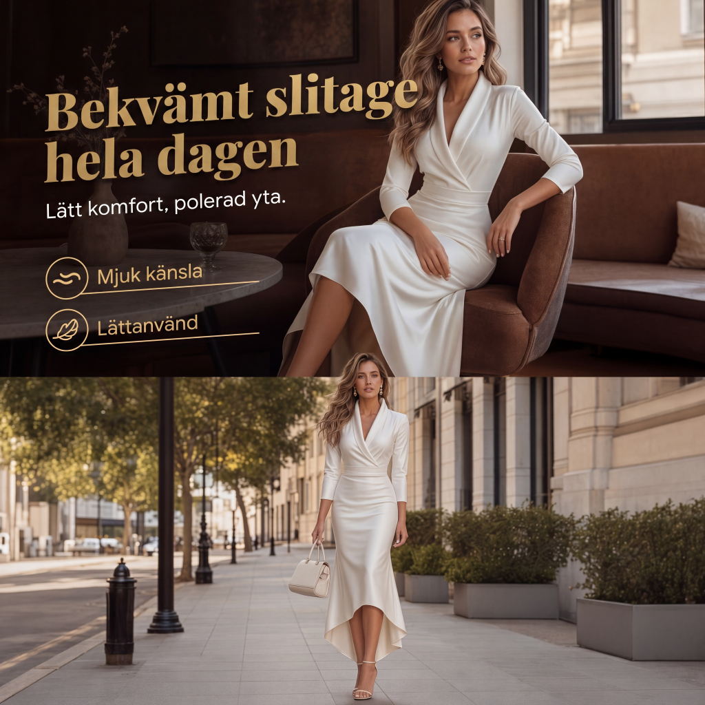 Damens eleganta midiklänning i satin