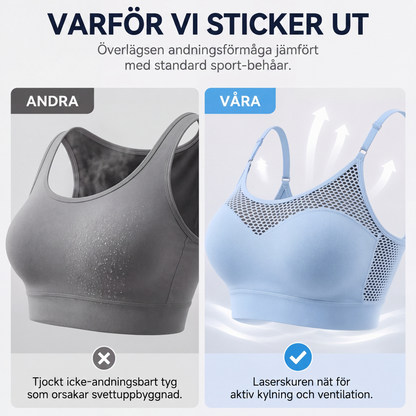 Damers vadderad sport-bh med ihåligt nät