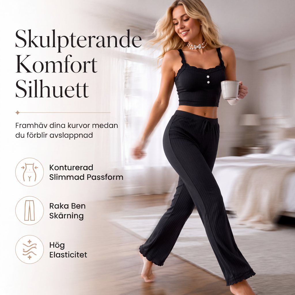 Sommarset för damer med spets, camisole och pyjamas