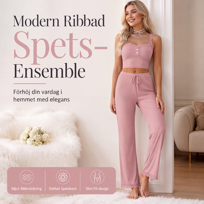 Sommarset för damer med spets, camisole och pyjamas