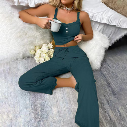 Sommarset för damer med spets, camisole och pyjamas