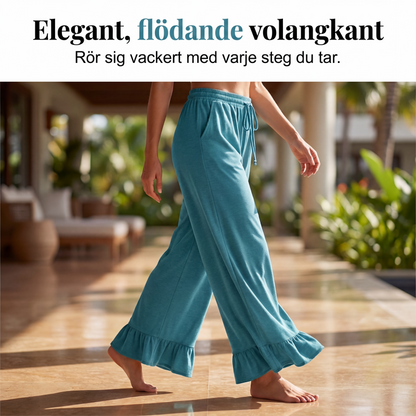 Damernas lediga vida byxor med volangkant