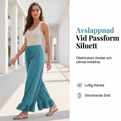 Damernas lediga vida byxor med volangkant