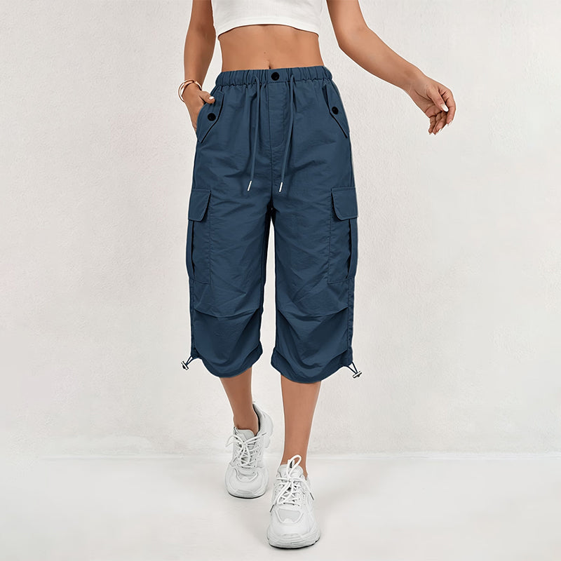👖Lätta, snabbtorkande cargocapri-byxor för damer