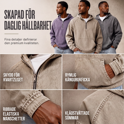 Kvinnors lediga denimjacka med halv dragkedja