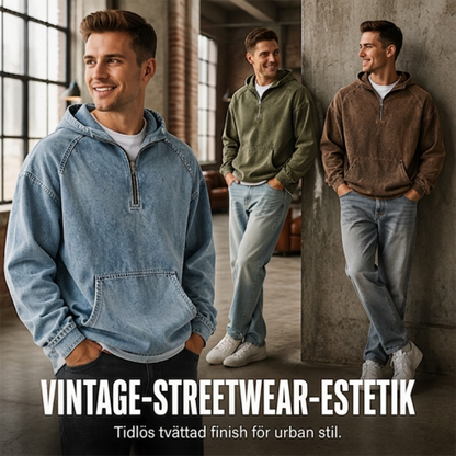 Kvinnors lediga denimjacka med halv dragkedja