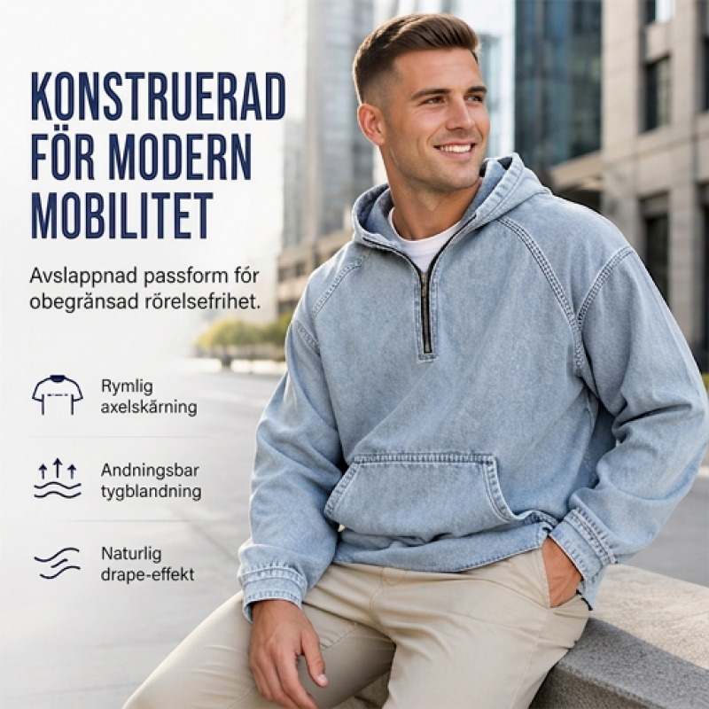 Kvinnors lediga denimjacka med halv dragkedja