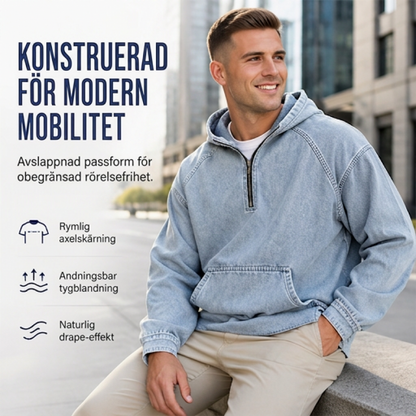 Kvinnors lediga denimjacka med halv dragkedja