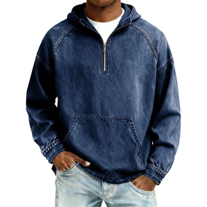 Kvinnors lediga denimjacka med halv dragkedja