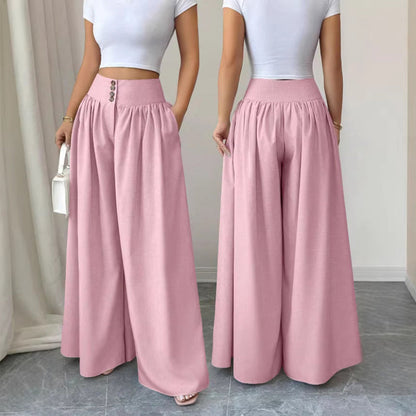 🎉50% rabatt 👖Dambyxor med hög midja, veck och vida ben