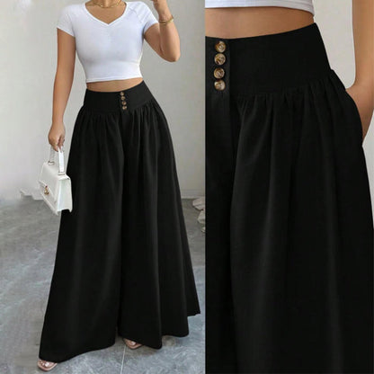 🎉50% rabatt 👖Dambyxor med hög midja, veck och vida ben