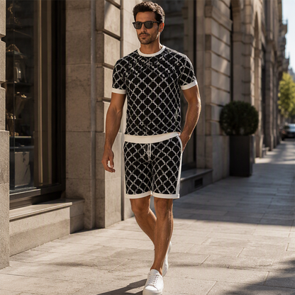 Tvådelad set med ledig tröja och shorts för män
