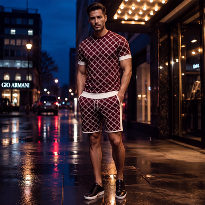 Tvådelad set med ledig tröja och shorts för män