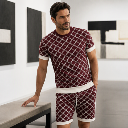 Tvådelad set med ledig tröja och shorts för män
