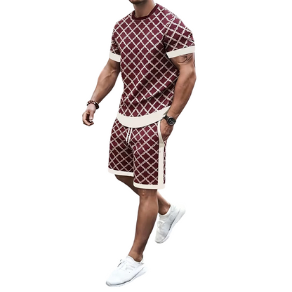Tvådelad set med ledig tröja och shorts för män