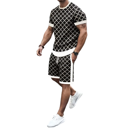 Tvådelad set med ledig tröja och shorts för män