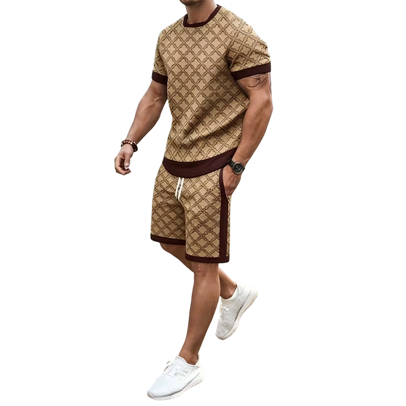 Tvådelad set med ledig tröja och shorts för män