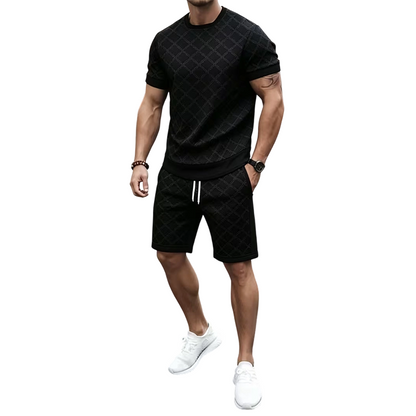 Tvådelad set med ledig tröja och shorts för män