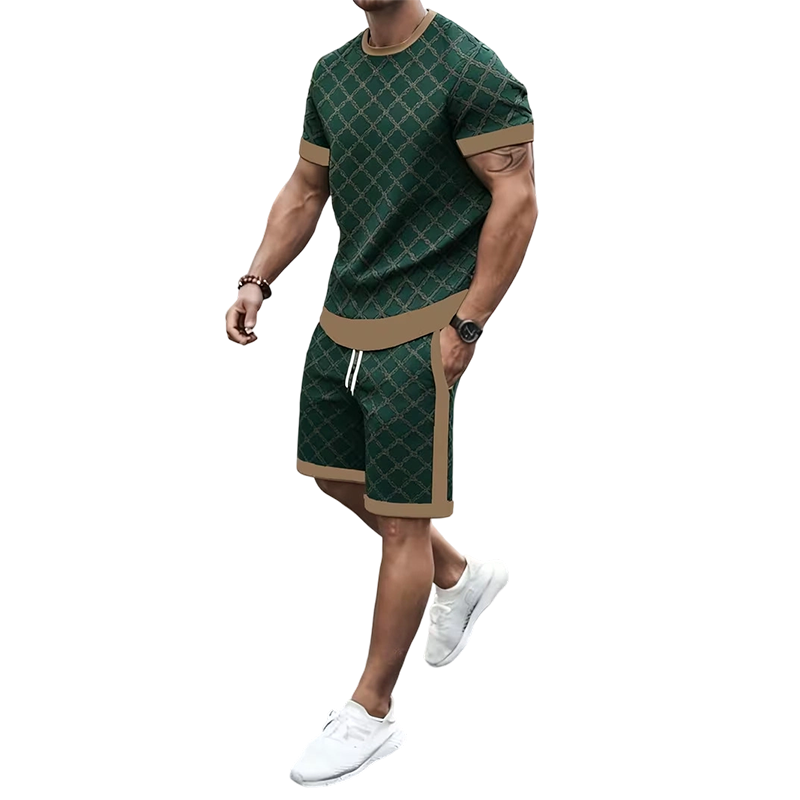 Tvådelad set med ledig tröja och shorts för män
