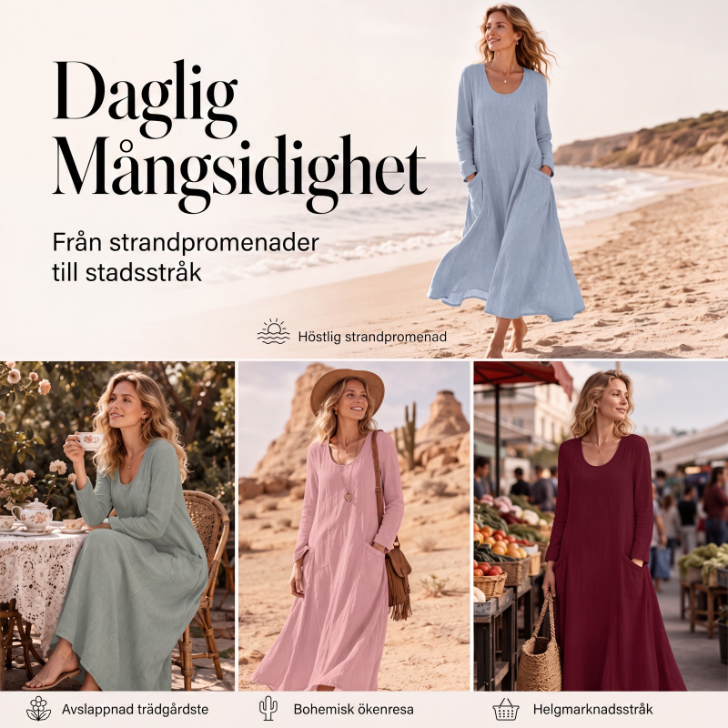 Kvinnors enfärgad långärmad klänning