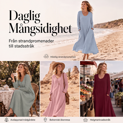Kvinnors enfärgad långärmad klänning
