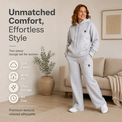 Set med hoodie och byxor med vida ben för damer