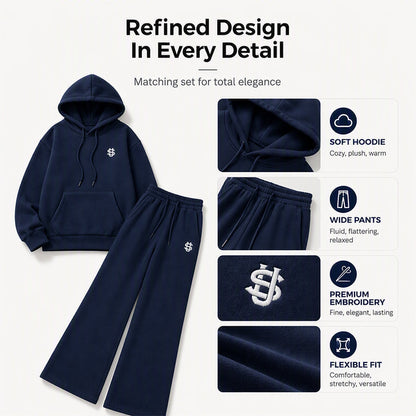 Set med hoodie och byxor med vida ben för damer