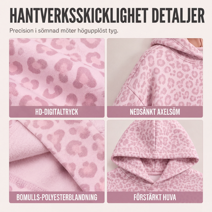 Damleopardmönstrad huvtröja