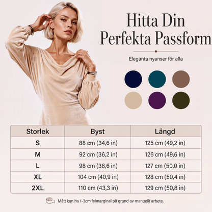 Damernas eleganta sammetsklänning med sjalhals