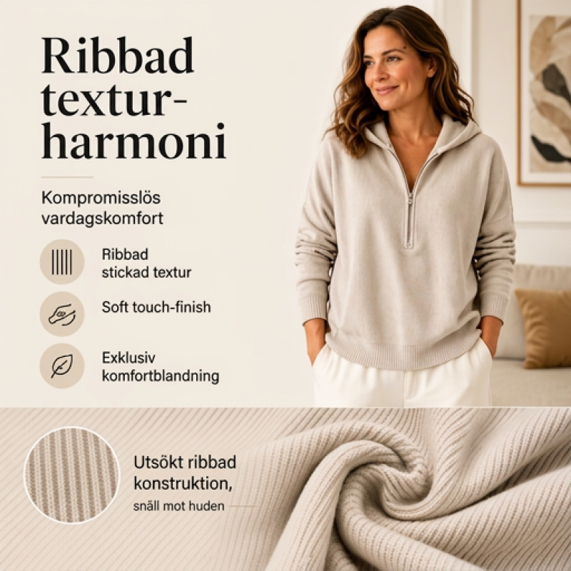 Damhalvzip huvtröja