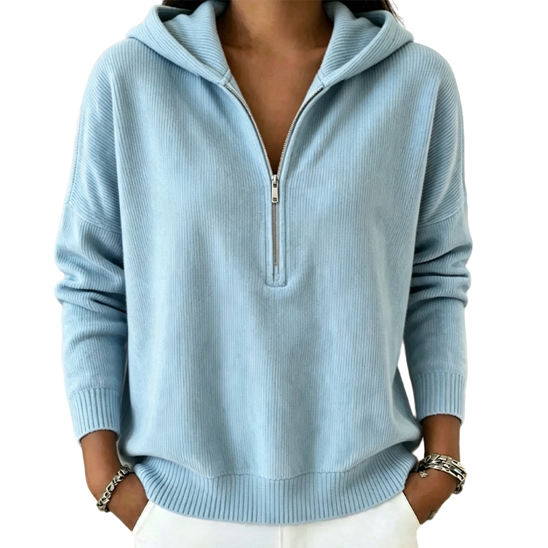 Damhalvzip huvtröja