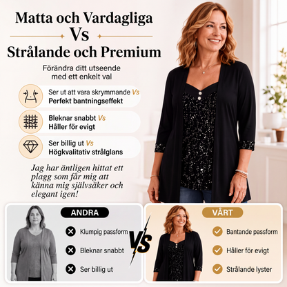 Topp med paljettapplikationer och skendesign i två delar för kvinnor