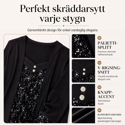 Topp med paljettapplikationer och skendesign i två delar för kvinnor