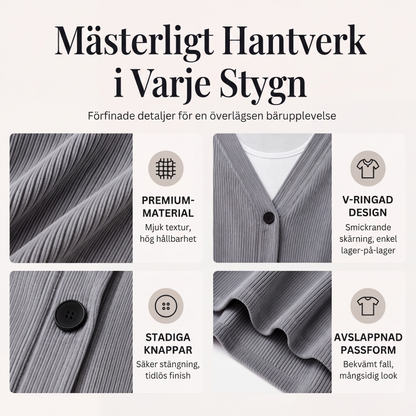 Kvinnors V-ringad manchesterstickad kofta
