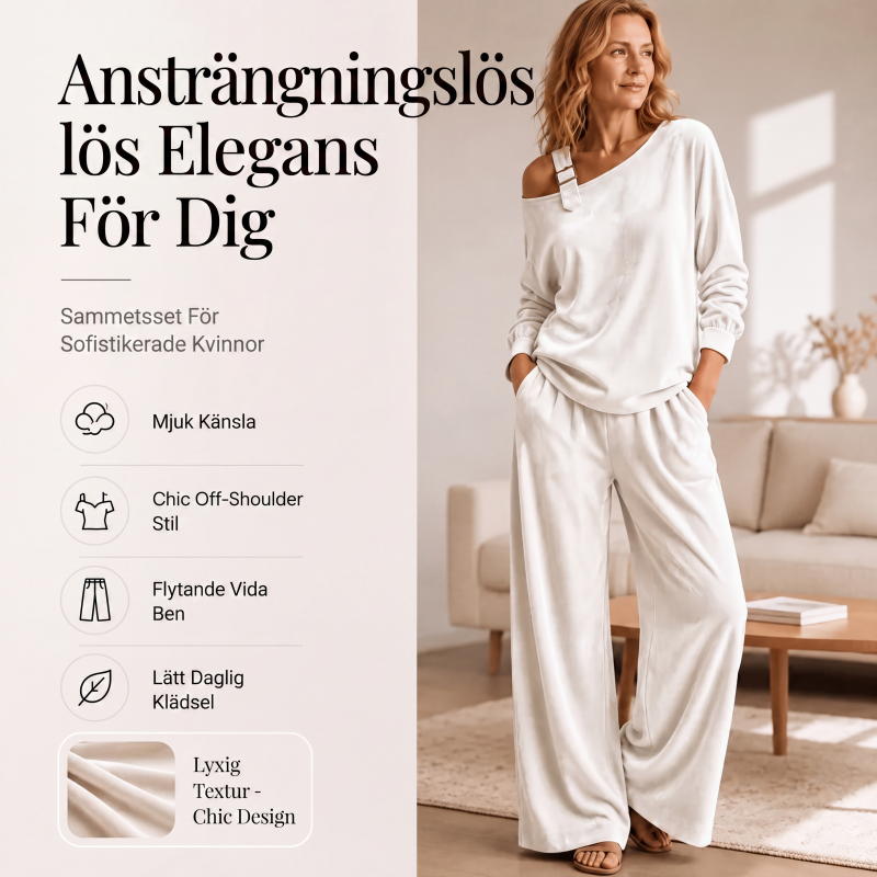 Set för kvinnor med axelbandslös topp och vida byxor