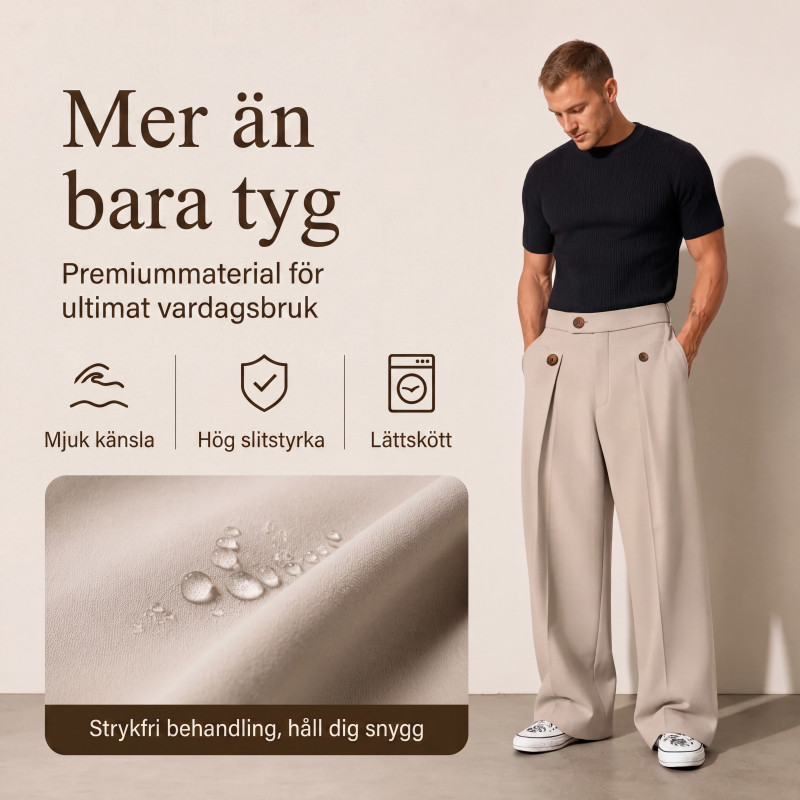Herrbyxor med raka ben, skrynkelfria