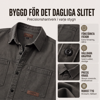 👔Herrls långärmad löst sittande utilityskjorta
