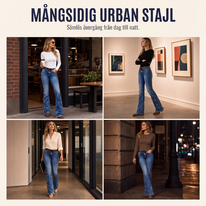 ⏰Sista dagen på rean – 50 % rabatt💃Damernas högmidjade slitna bootcut-jeans